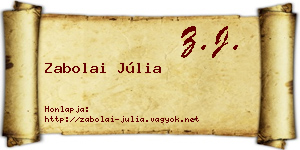 Zabolai Júlia névjegykártya